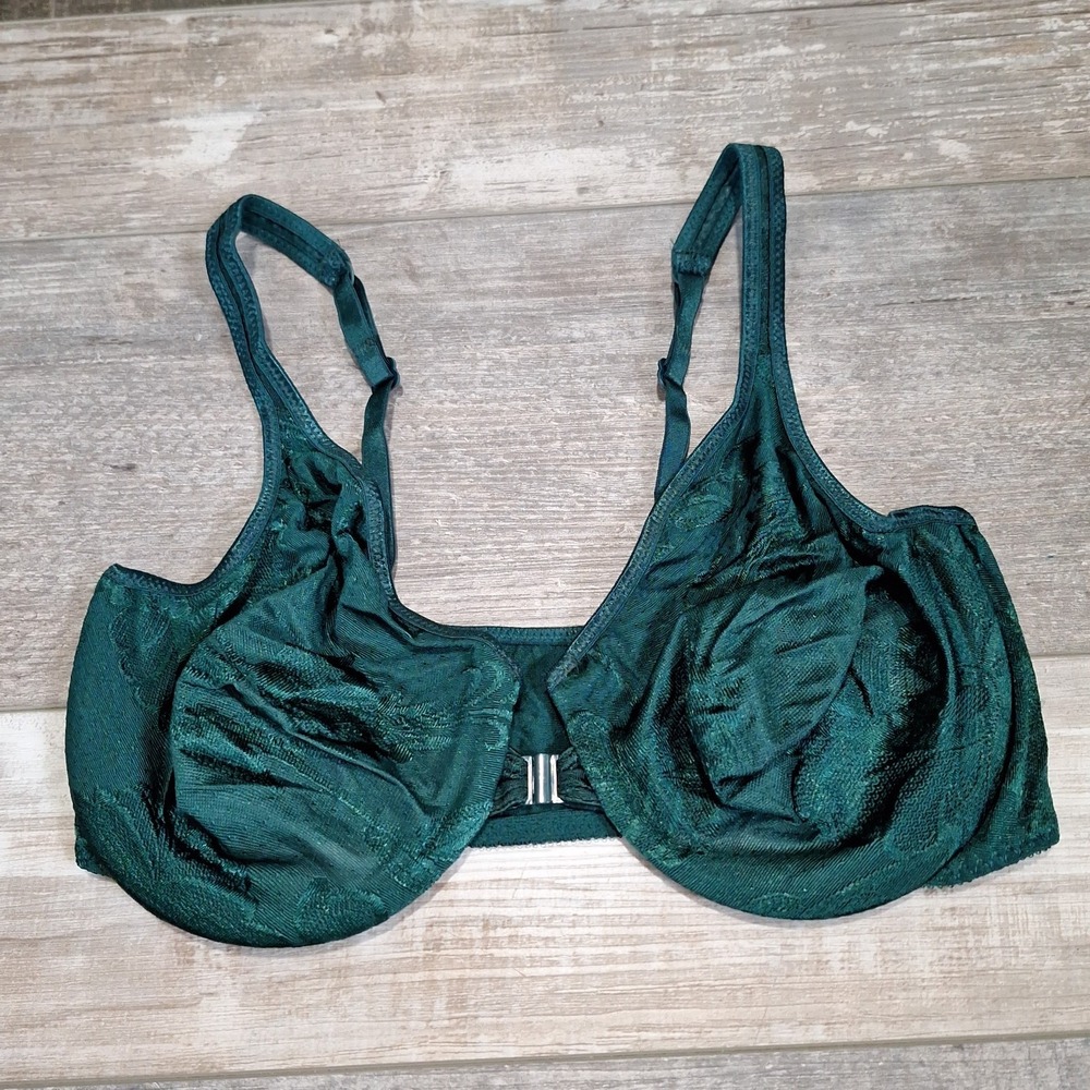 Vintage Victoria's Secret 36D Gold Label Emerald Green Underwire Bra Lace 8323